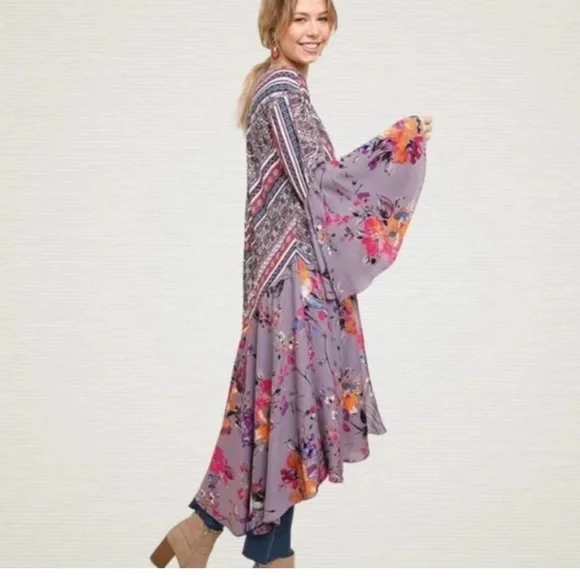 Umgee Boho long Open Kimono Duster - Picture 1 of 8